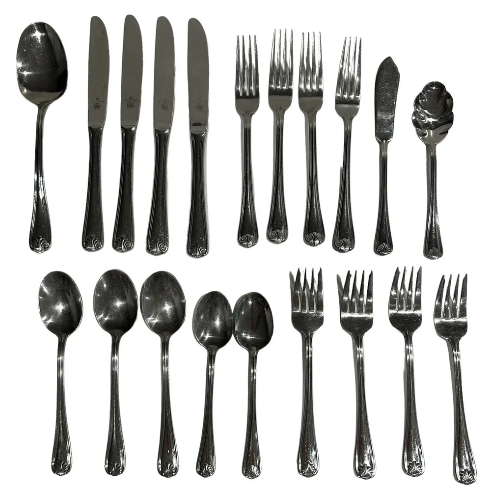 Pfaltzgraff Sea Isle Flatware 20 Pieces Dinner Fork Salad Spoon Knives Stainless